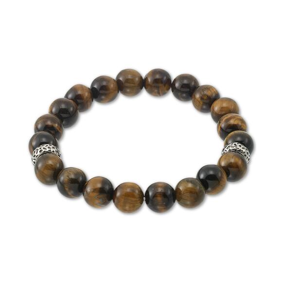 Amazon.com: Mayting 10mm Natural Tiger Eye Bracelet Elastic  Legacy for Men by Simone I. Smith Tiger\'s Eye 10mm Bracelet Stainless Steel #45